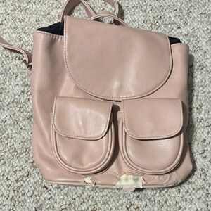Elegant Pink Leather Backpack